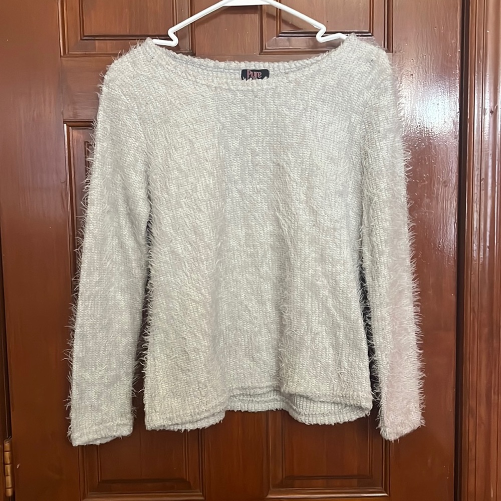 Grey furry sweatshirt, size small
